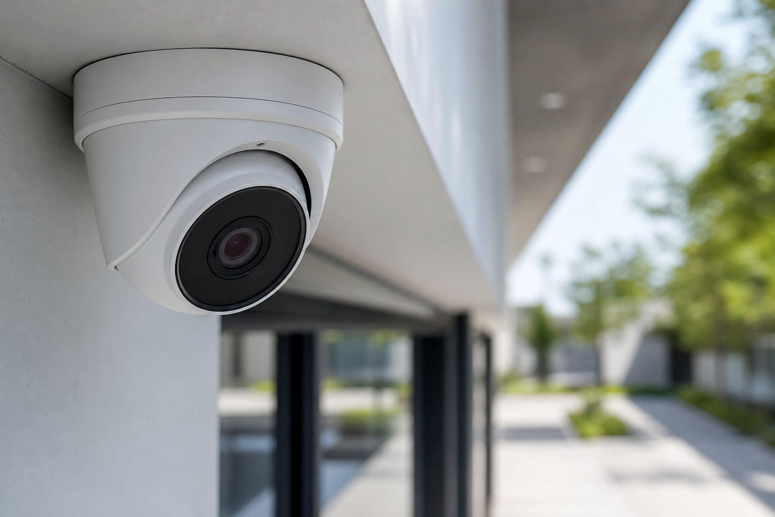 Tecnico revisando sistema de videovigilancia desde un portatil